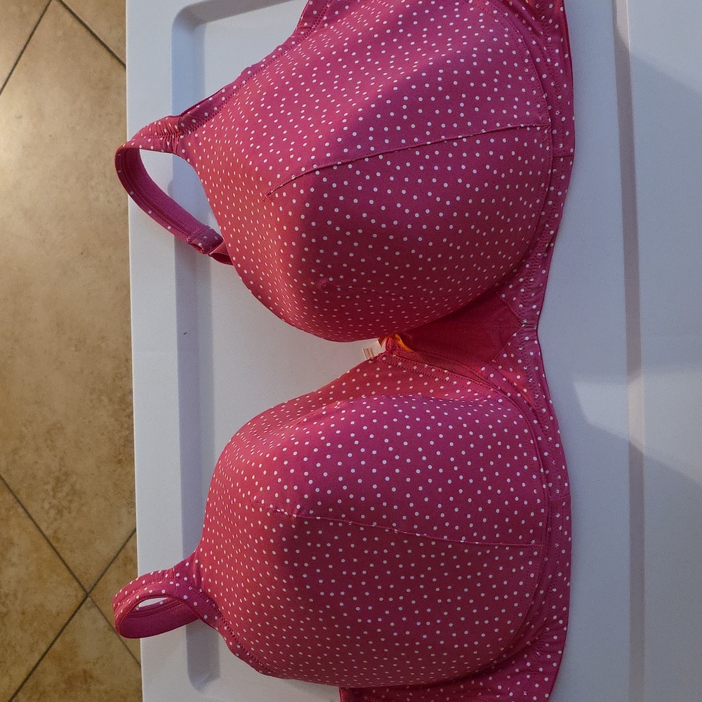 Cacique 44H W/ Underwire Pink W White Dots Colored Womens Bra (Paula #2)